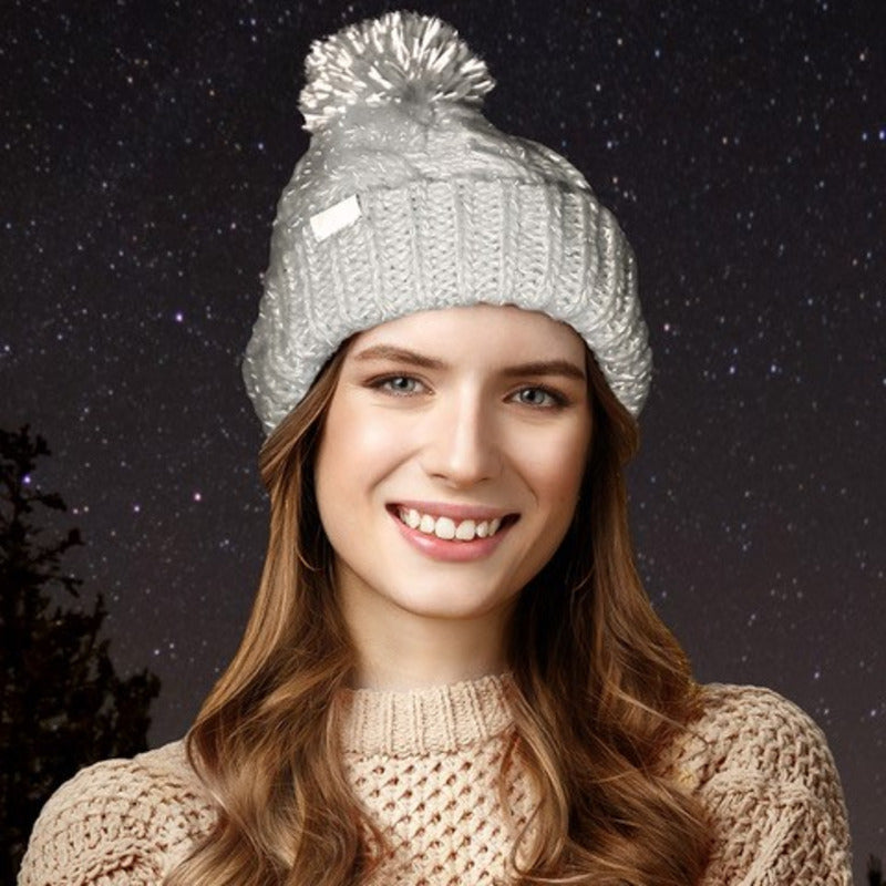 Mütze Zopfmuster Pompom reflektierend