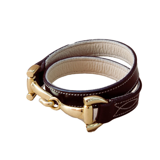 Armband Leder doppelt, Verschluss in Gebissform