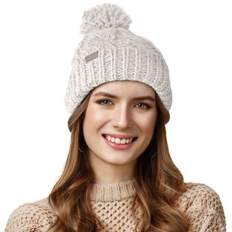 Mütze Zopfmuster Pompom reflektierend